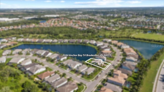 3344 Anchor Bay Trl, Bradenton, FL 34211 - view of property location featuring property parcel outlined, a nearby body of water, and nearby suburban area