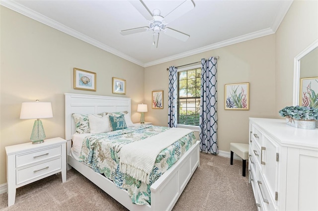 138 Toscavilla Blvd, Nokomis, FL 34275 - bedroom featuring light carpet, ornamental molding, and a ceiling fan