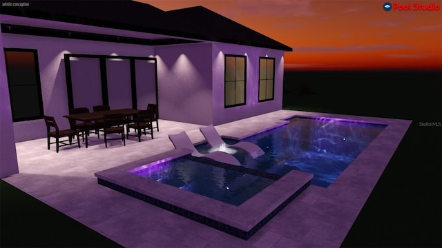 138 Toscavilla Blvd, Nokomis, FL 34275 - view of swimming pool featuring a patio, a pool with connected hot tub, and outdoor dining space