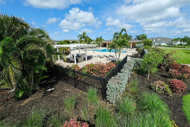 3681 Divot Ln, Sarasota, FL 34232 - community pool with a pergola and a patio