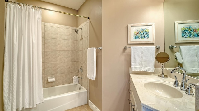 1771 Ringling Blvd Unit 1206, Sarasota, FL 34236 - bathroom featuring vanity, shower / bath combo, and tile patterned flooring