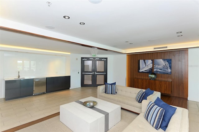 1771 Ringling Blvd Unit 1206, Sarasota, FL 34236 - living area featuring wet bar, recessed lighting, and light tile patterned flooring
