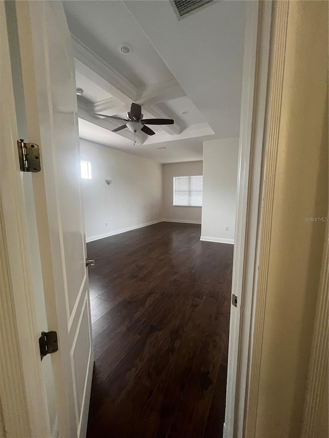 2119-2125 Montclair Dr Unit 2119 & 2125, Sarasota, FL 34231 - unfurnished room with dark wood finished floors, coffered ceiling, beam ceiling, and ceiling fan