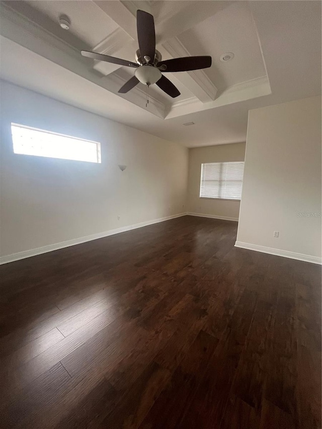 2119-2125 Montclair Dr Unit 2119 & 2125, Sarasota, FL 34231 - spare room with plenty of natural light, dark wood finished floors, ceiling fan, beamed ceiling, and a smoke detector