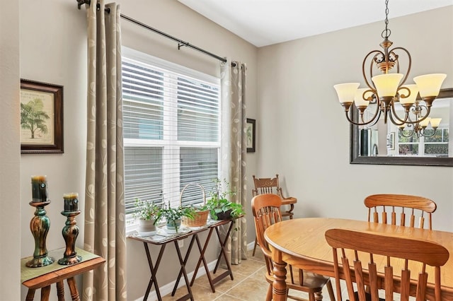 5333 Tide Point Way, Bradenton, FL 34208 - dining space featuring light tile patterned floors and a chandelier