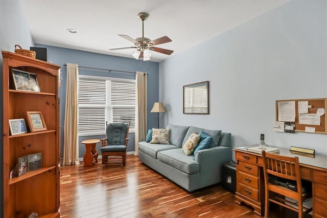 5333 Tide Point Way, Bradenton, FL 34208 - living room featuring dark wood finished floors and ceiling fan
