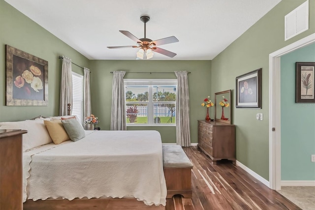 5333 Tide Point Way, Bradenton, FL 34208 - bedroom with wood finished floors and a ceiling fan