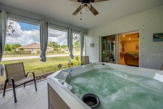 640 Encarnacion St, Punta Gorda, FL 33983 - sunroom with a hot tub and ceiling fan