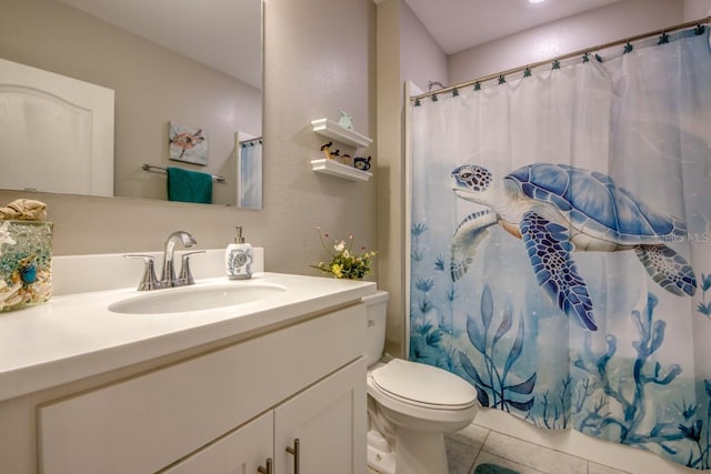 640 Encarnacion St, Punta Gorda, FL 33983 - bathroom with tile patterned floors, vanity, and a shower with curtain