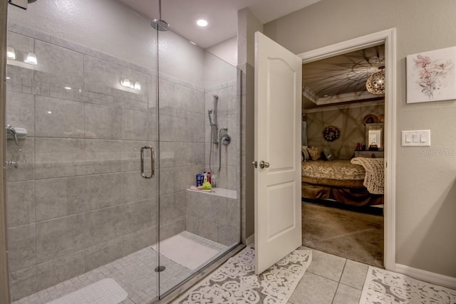 640 Encarnacion St, Punta Gorda, FL 33983 - full bath featuring ensuite bath, tile patterned flooring, a shower stall, and recessed lighting