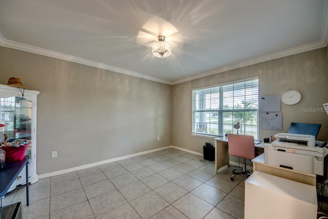 640 Encarnacion St, Punta Gorda, FL 33983 - office area featuring light tile patterned flooring and crown molding