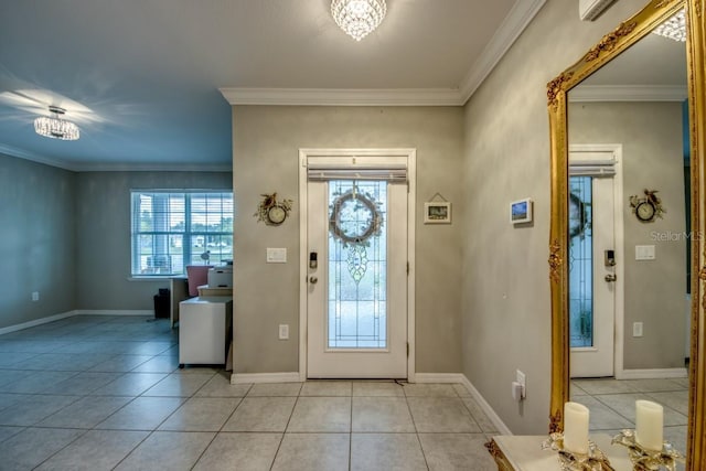 640 Encarnacion St, Punta Gorda, FL 33983 - entrance foyer with healthy amount of natural light, ornamental molding, and light tile patterned flooring