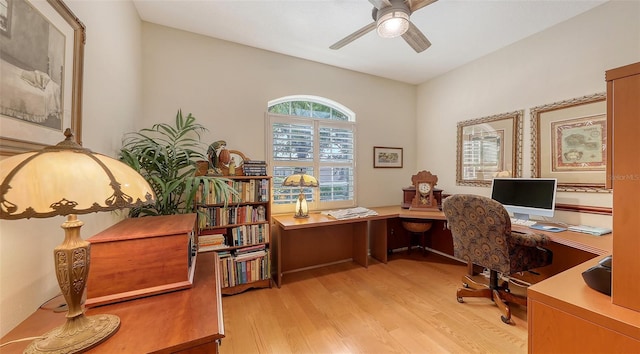 7012 Treymore Ct, Sarasota, FL 34243 - office space with light wood-style floors and ceiling fan
