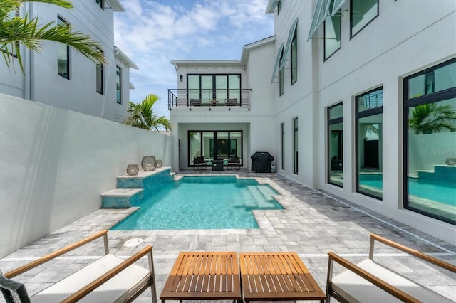 6028 Red Mangrove Ln, Bradenton, FL 34210 - swimming pool with an outdoor hangout area, a patio area, and a fenced backyard