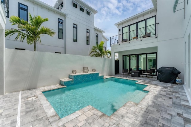 6028 Red Mangrove Ln, Bradenton, FL 34210 - view of pool featuring an outdoor living space, a patio, and a fenced backyard