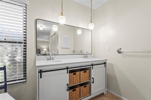 409 Archibald Ave, Sarasota, FL 34243 - full bathroom featuring double vanity and tile patterned flooring
