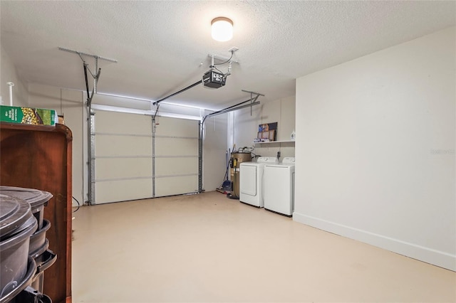 409 Archibald Ave, Sarasota, FL 34243 - garage with independent washer and dryer, a garage door opener, and water heater
