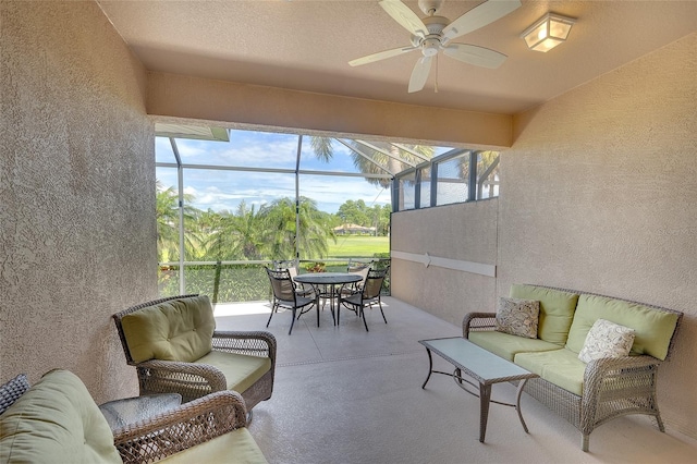 362 Fairway Isles Ln, Bradenton, FL 34212 - sunroom featuring a ceiling fan, healthy amount of natural light, and an outdoor living space