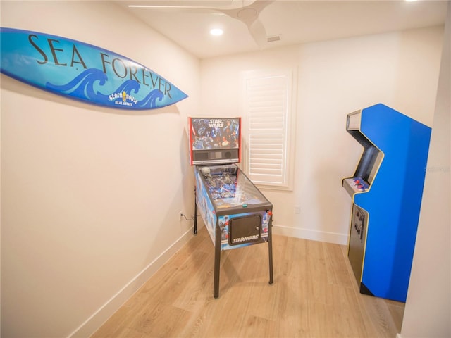 111 6th St N, Bradenton Beach, FL 34217 - rec room featuring wood finished floors and recessed lighting