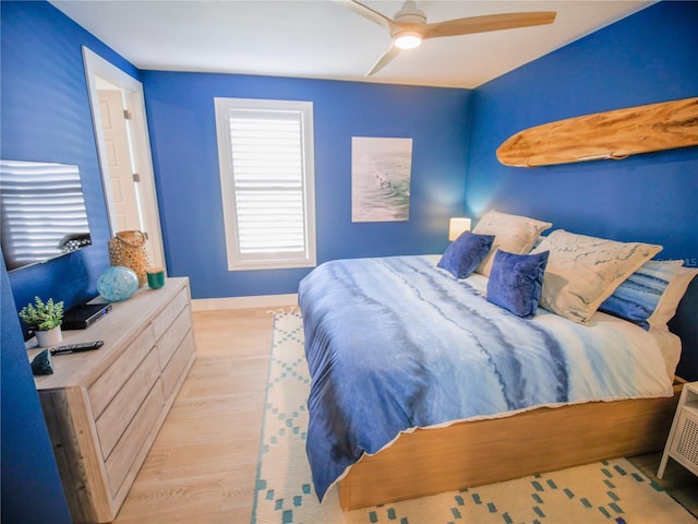 111 6th St N, Bradenton Beach, FL 34217 - bedroom with wood finished floors and a ceiling fan