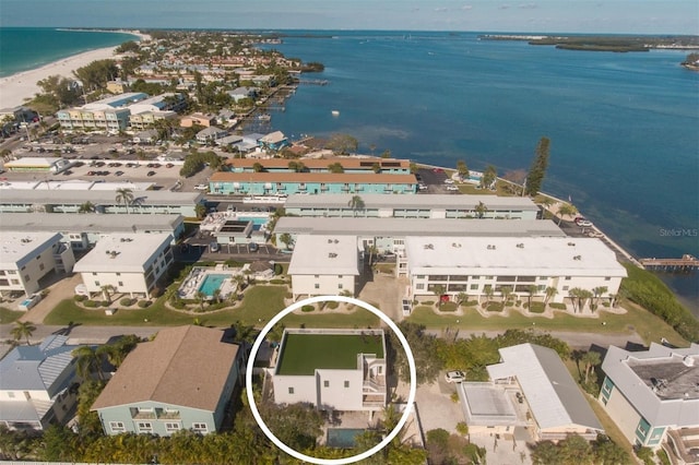111 6th St N, Bradenton Beach, FL 34217 - aerial view of property and surrounding area with a nearby body of water