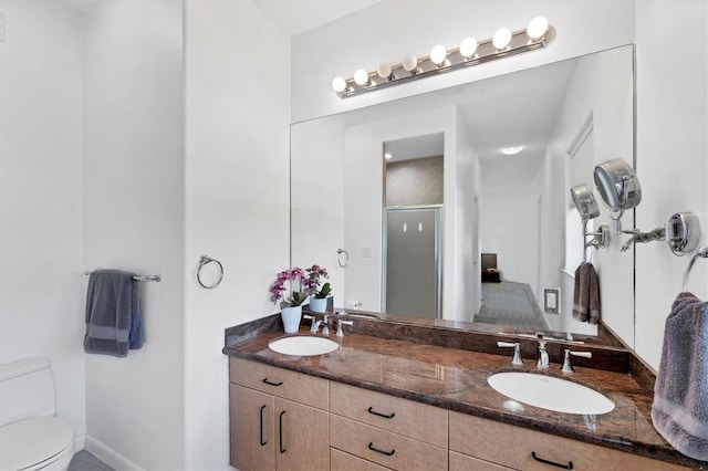 1168 Westway Dr, Sarasota, FL 34236 - bathroom featuring a shower stall and double vanity