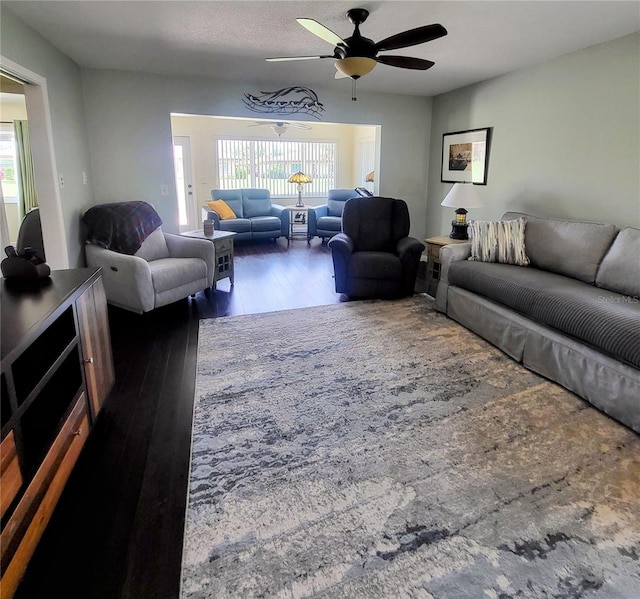3305 Notre Dame Pl Unit 3305, Bradenton, FL 34207 - living area with hardwood / wood-style flooring and ceiling fan