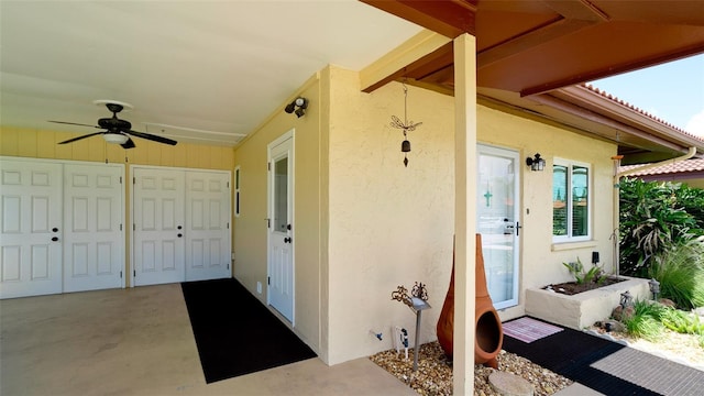 3305 Notre Dame Pl Unit 3305, Bradenton, FL 34207 - property entrance featuring stucco siding and ceiling fan