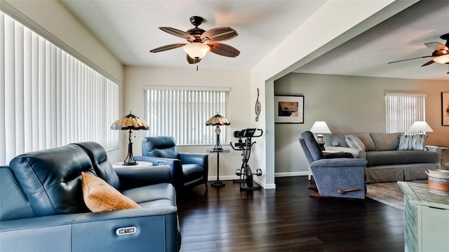 3305 Notre Dame Pl Unit 3305, Bradenton, FL 34207 - living room with ceiling fan, healthy amount of natural light, and dark wood-type flooring