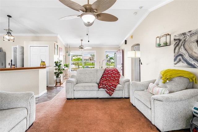 6178 Coliseum Blvd, Port Charlotte, FL 33981 - living room with a ceiling fan and crown molding