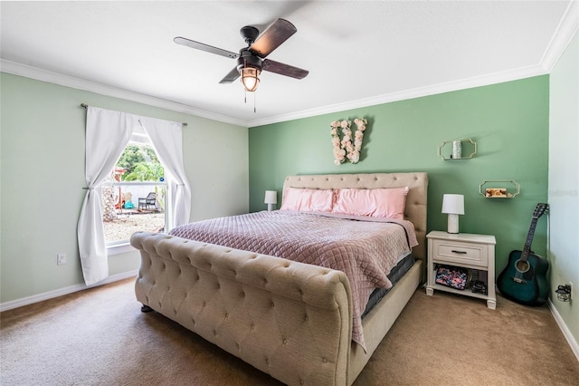 6178 Coliseum Blvd, Port Charlotte, FL 33981 - bedroom with ornamental molding, carpet floors, and a ceiling fan
