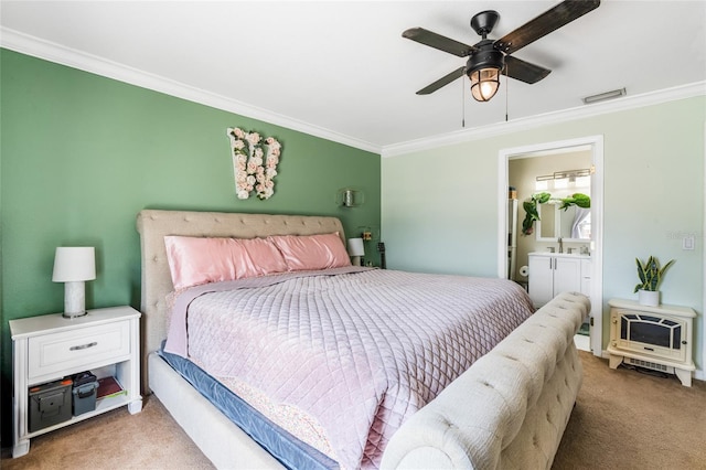 6178 Coliseum Blvd, Port Charlotte, FL 33981 - carpeted bedroom with ornamental molding, ensuite bath, and a ceiling fan