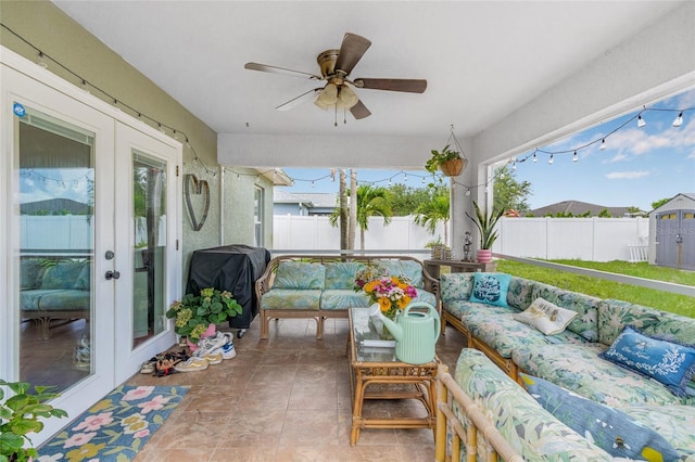 6178 Coliseum Blvd, Port Charlotte, FL 33981 - sunroom with french doors and an outdoor hangout area