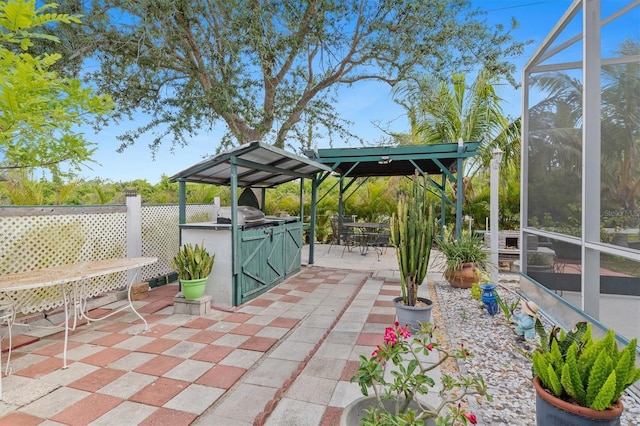 25324 Alicante Dr, Punta Gorda, FL 33955 - view of patio featuring exterior kitchen and a lanai