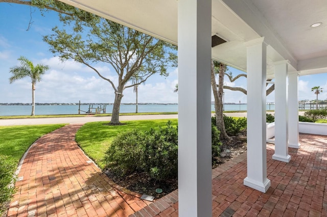 2401 Riverview Blvd, Bradenton, FL 34205 - view of patio / terrace with a water view