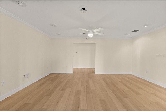2401 Riverview Blvd, Bradenton, FL 34205 - unfurnished room with crown molding, light wood-style floors, ceiling fan, and recessed lighting