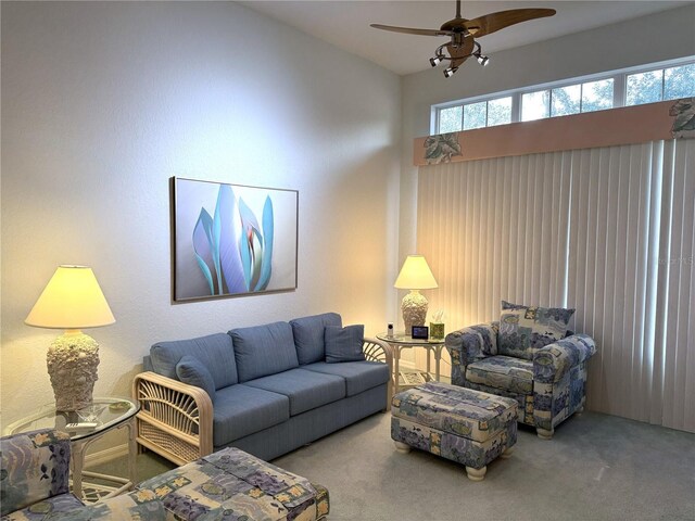 8616 15th Ave NW, Bradenton, FL 34209 - carpeted living room featuring ceiling fan