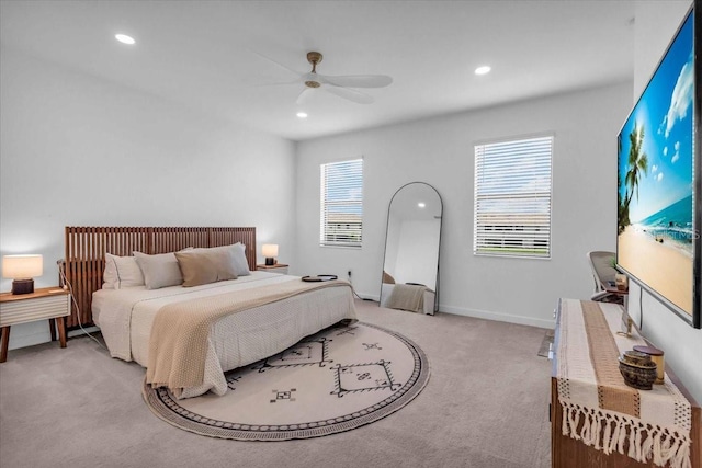 15131 Sunny Day Dr, Bradenton, FL 34211 - carpeted bedroom featuring recessed lighting and a ceiling fan
