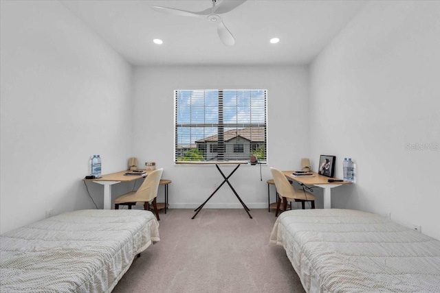 15131 Sunny Day Dr, Bradenton, FL 34211 - carpeted bedroom with an office area, ceiling fan, and recessed lighting