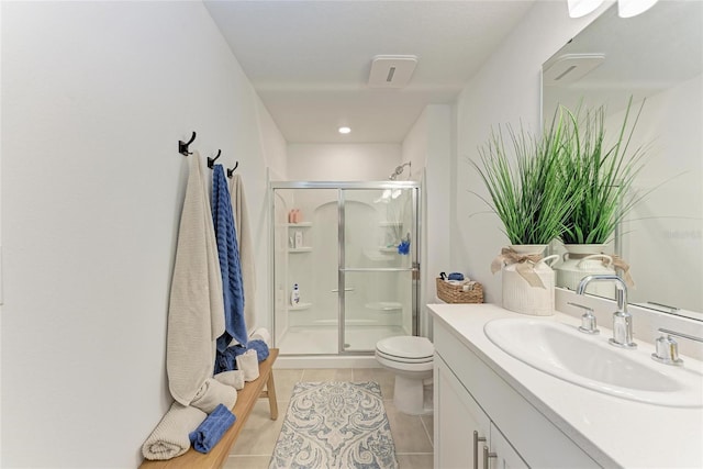 5711 Archipelago St, Nokomis, FL 34275 - full bathroom featuring a stall shower, vanity, and tile patterned flooring