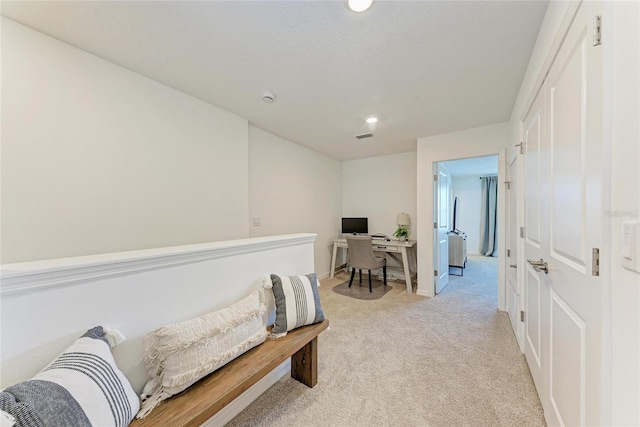 5711 Archipelago St, Nokomis, FL 34275 - living area with an office area, light colored carpet, and recessed lighting