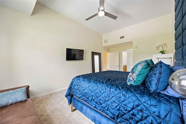 1064 N Tamiami Trl Unit 1125, Sarasota, FL 34236 - bedroom featuring lofted ceiling, ceiling fan, and carpet