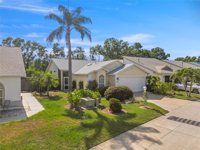 7716 Geneva Ln, Sarasota, FL 34243 - ranch-style home with an attached garage, driveway, and stucco siding