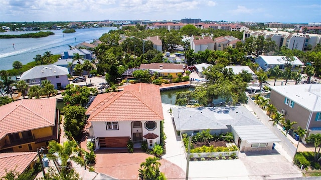 1240 Solitude Ln, Sarasota, FL 34242 - aerial perspective of suburban area featuring a large body of water