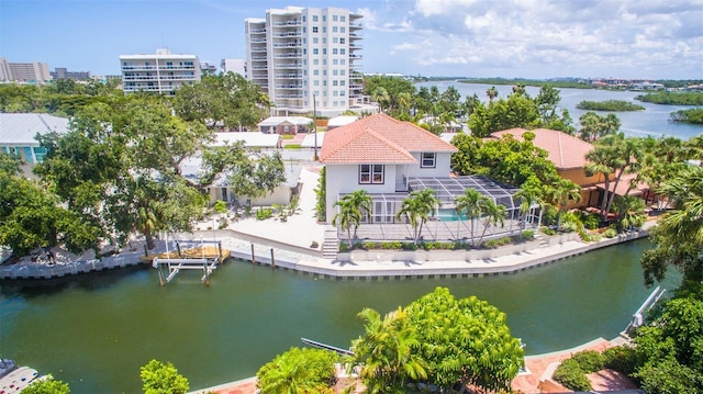 1240 Solitude Ln, Sarasota, FL 34242 - view from above of property with a nearby body of water