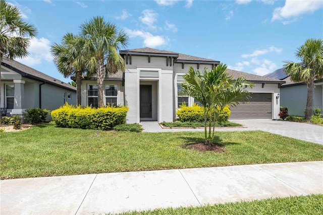 918 Fernleaf Run, Bradenton, FL 34212 - view of front of home featuring stucco siding, an attached garage, driveway, and a front yard