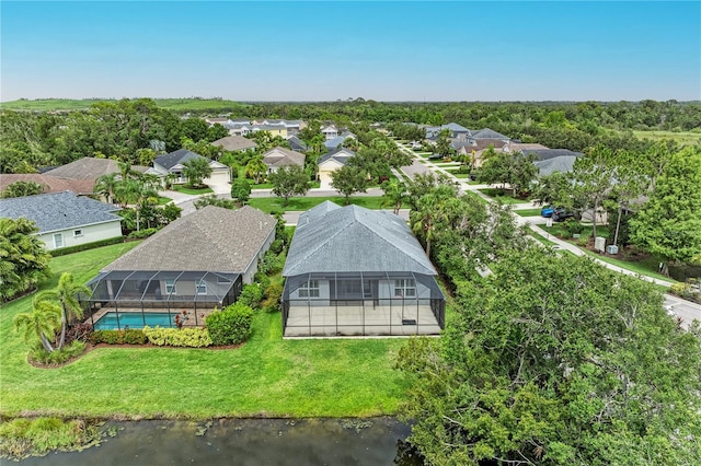 6516 Palm Leaf Ct, Sarasota, FL 34243 - aerial view of residential area with a pool and a nearby body of water