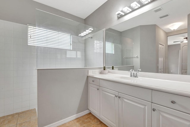 5005 Torrey Pines Run, Bradenton, FL 34211 - bathroom featuring walk in shower, vanity, and tile patterned floors