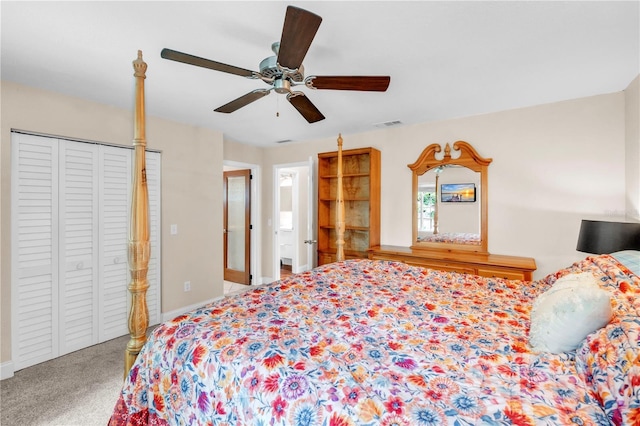 2218 Woodmere Rd, Venice, FL 34293 - bedroom with carpet, ceiling fan, and a closet