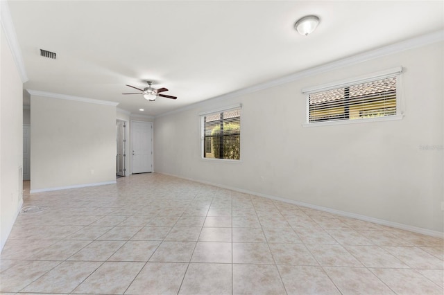 19023 Mangieri St, Venice, FL 34293 - unfurnished room featuring crown molding, a ceiling fan, and light tile patterned floors